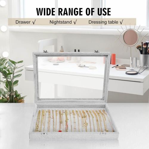 Necklace Organizer Box Premium 20 Hooks Necklace Display Jewelry Tray with Transparent Lid Jewelry Necklace Display Box for Necklace Pendants Suitable for Women and Girls (black)