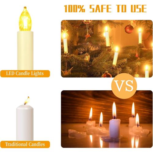 50PCS LED Flameless Candles Battery Operated Christmas Tree Candles with Remote, Button Cell Battery, Timer, Dimmer Battery Candle Flickering Warm Light Window Candle Christmas Home Decor