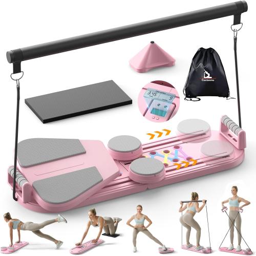 Color Pink Pilates Board,Multifunctional Rebound Abdominal Board,Foldable Pilates Reformer Set, Ab Core Trainer Machine,Ab Exercise Board,Abs Workout Equipment for Women Home Gym Equipment