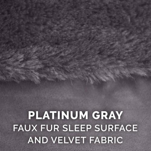 Cooling Gel Dog Bed for Medium/Small Dogs w/ Removable Bolsters & Washable Cover, For Dogs Up to 35 lbs - Plush & Velvet L Shaped Chaise - Platinum Gray, Medium
