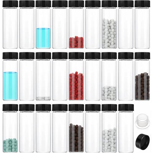 Nicunom 30 Pack 30ml Glass Vials with Screw Caps and Stoppers, 1oz Clear Glass Bottles Small Empty Vials Liquid Sample Vial, Leak-Proof