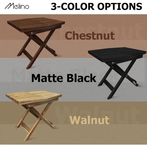 Melino Wooden Folding Outdoor Side Table, FSC Certified Acacia Weatherproof Side Tables, Wood Folding Small Table for Outdoor, Patio, Porch, Pool, Backyard, Garden, Balcony and Deck - Black