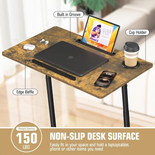 Treadmill Desk, Mobile Small Standing Desk with Wheels for Walking Pad, Portable Table for Laptop, Rolling Table Adjustable Height, Bedside Table