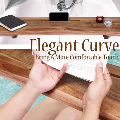 Premium 1.2IN Thickened Board Acacia Wood Bathtub Tray Caddy with Adjustable Legs, Minimalistic Design Bath Tray for Tub, Bathtub Accessories, Fits Most Bath Tubs, Idea for Women