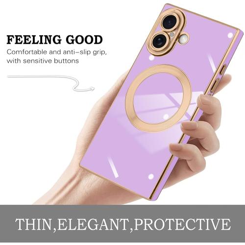 KANGHAR Case Designed for iPhone 17 Magnetic [Compatible with MagSafe] Luxury Cute Plating Design Case Full-Body Anti-Scratch Shockproof Bumper Protective Cover Purple