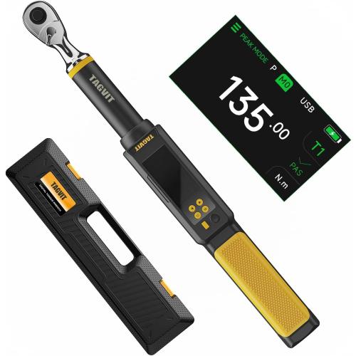 Digital Torque Wrench with Large Color Screen, Rechargeable Battery - for Automotive Repair, Bicycle Maintenance, Industrial Assembly