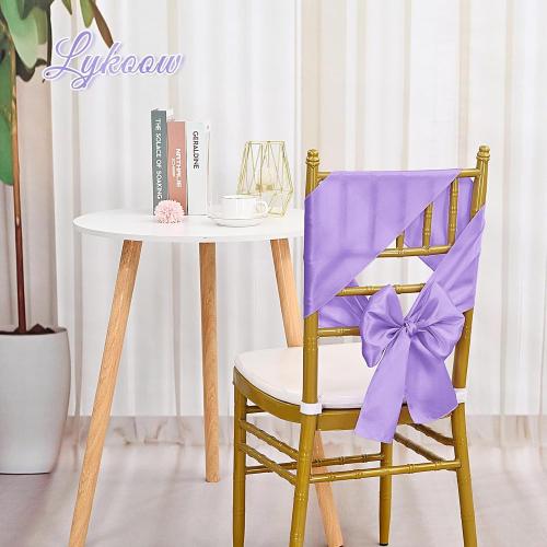 100 Pcs Satin Chair Sashes 78 inch for Wedding Reception Party Hotel Home Kitchen Decoration-Lavender