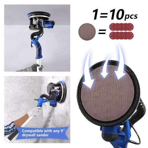 9 inch Mesh Abrasive Sanding Disc Dust Free Hook and Loop Mesh Sanding Paper Sheets 10 Pieces 80 Grit Sandpaper for Drywall Sander Wood Metal Car Polishing Grinding