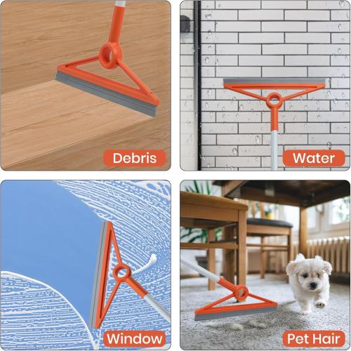 MAVRIZ Air Broom with Removable Rubber Strip and Brush Bristle, Silicone Broom for Indoor Cleaning, Multifunctional Floor Squeegee for Dust, Hair, Liquids