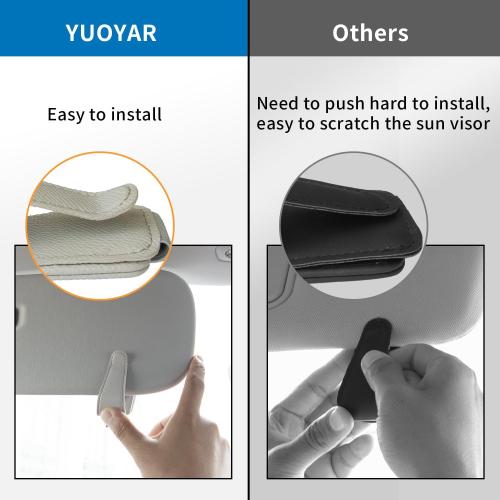 Yuoyar 2 Packs Magnetic Sunglass Holder for Car Visor (Grey)