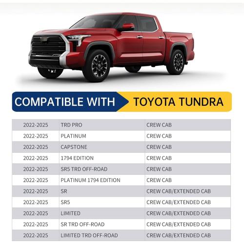 Mud Flaps for Toyota Tundra 2022-2026 No-Drill Splash Guards Set of 4 | All-Weather Front & Rear Mudguards | Fits SR5/Limited/TRD Pro (Excludes SR Models)