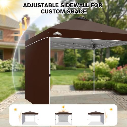 EAGLE PEAK Commercial Canopy 10x10 Pop Up Canopy Tent with 1 Sidewall, Easy Setup Heavy Duty Instant Event Shelter for Vendors & Markets, Outdoor Sun Shade, Brown