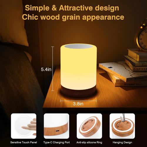 Night Light, Touch Lamp for Bedrooms Living Room Portable Table Bedside Lamps with Rechargeable Internal Battery Dimmable 2800K-3100K Warm White Light & Color Changing RGB (Regular Size)…