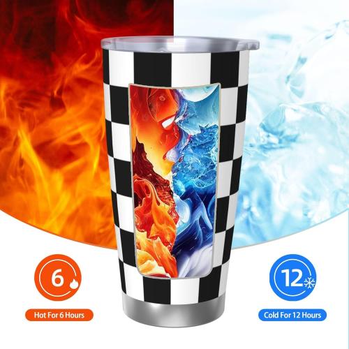Checkered Tumbler 20oz Plaid Stainless Steel Vacuum Insulated Tumblers with Lid and Straw Travel Coffee Mug Tea Wine Cups Water Bottle Gifts for Women
