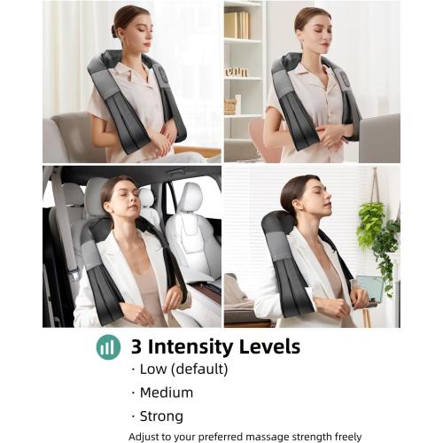 Nekteck Cordless Shiatsu Neck and Back Massager with Soothing Heat, Rechargeable Electric Deep Tissue 3D Kneading Massage Pillow for Shoulder Leg Body Muscle Pain Relief, 3 Speed Intensities