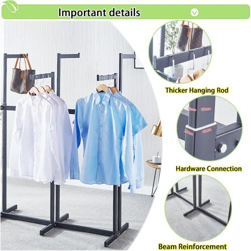 Floor Standing Metal Garment Rack - Heavy Retail Display Racks With Wheels, 6 Arms Clothing Rack, Square Tubing Portable Shirt Racks, Merchandise Display For Hanging Clothes (Gold)