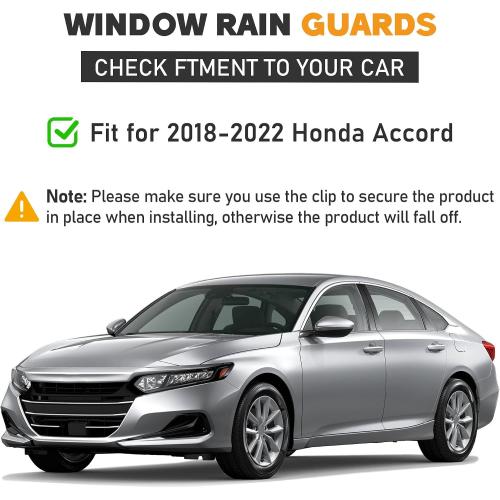 Shatterproof in-Channel Window Rain Guards for Honda Accord 2018-2022, Window Deflectors, Window Visors for Car, Vent Deflector, 4pcs