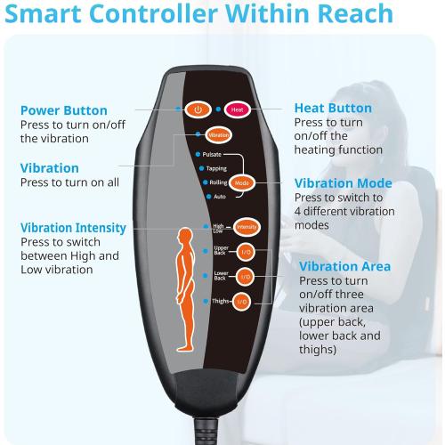 10 Vibration Motors, Massage Seat Cushion with Heat,Back Massager for Chair Back Massager Heated Seat Cover Massage Chair Pad for Pain Relief Home Office Use