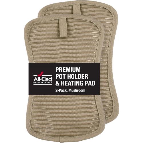 All-Clad Premium Pot Holder & Hot Pad: Heat Resistant up to 500 Degrees - 100% Cotton, 10x6.25 Hot Pad for Kitchen and Barbeque, 2-Pack, Mushroom