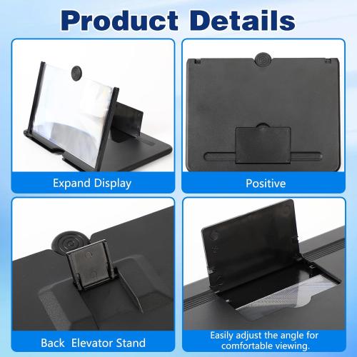 Big Screen Phone Magnifier, 2026 New 3D HD Screen Expander, Movie Screen Amplifier with Foldable Phone Stand for Travel, Magnifying Projector Screen Enlarger for Elderly (10 inch)
