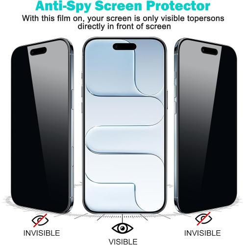PEHAEL 3 3 Pack for iPhone Air/17 Air Privacy Screen Protector with Camera Lens Protector Full Coverage Anti-Spy Tempered Glass Film 9H Hardness Easy Installation Bubble Free [6.5 inch]