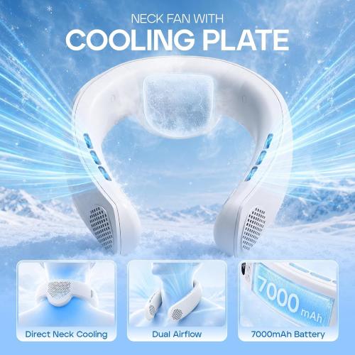 Neck Air Conditioner with Cooling Plate, 7000mAh Rechargeable Fan