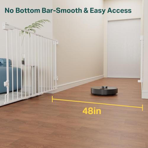 Cumbor Expandable 31.6-48 Baby Gate for Stairs, Hardware Mounted, 2-in-1 No Bottom Bar Dog Gate Indoor, Auto Close Pet Gate for Doorways with Large Walk Thru Door, Child-Proof Gate for Kids (White)