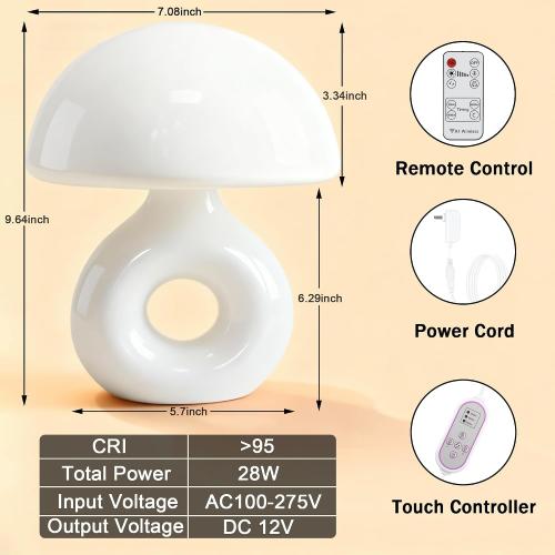 Mushroom Lamp, 670nm Red Light & 10000 Lux Therapy Lamp | Remote & Memory, 4 Color, 5 Brightness & Timers, Bedside Nightstand Sunlight Lamp for Bedroom Home Office Christmas Gift
