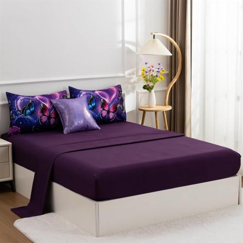 A Nice Night Purple Galaxy Butterfly 6pc Bedding Girls Comforter Sets,Full