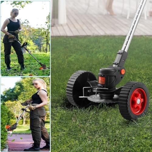 Black and Orange Electric Weed Wacker 21V Electric Weed Cordless Eater with 2pcs Batteries and 3 Types Blades&Auxiliary Wheel Weed Trimmer Lightweight 3 in 1 Stringless Grass Trimmer Edger/Brush Cutter for Lawn