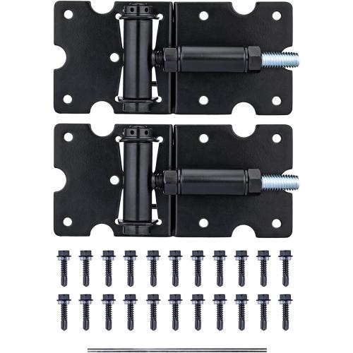 Self Closing Gate Hinges, Heavy Duty for Vinyl/Wood/Metal Fence, Pack of 2, with Slef-Tapping Screws and Adjuster Tool