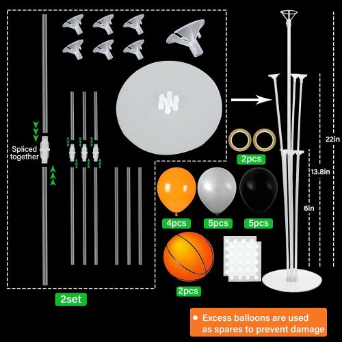 Naozinebi 2 Sets Basketball Birthday Party Balloons Stand Kit Party Decor