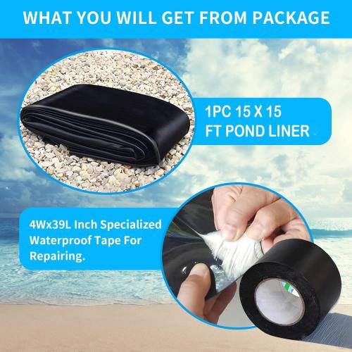 Pond Liner 15x15ft, LLDPE Garden Pond Liner, 20Mil Thickness Pond Liner for KOI or Fish, Duck and Waterscape.