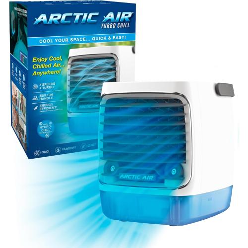 Ontel Arctic Air Turbo Chill Evaporative Cooler with HydroChill Technology, 4-Speed Portable Air Cooler Fan, Up To 8 Hr Per Fill, 7-Color LED, Simple & Whisper Quiet Operation, for Home or Office Use