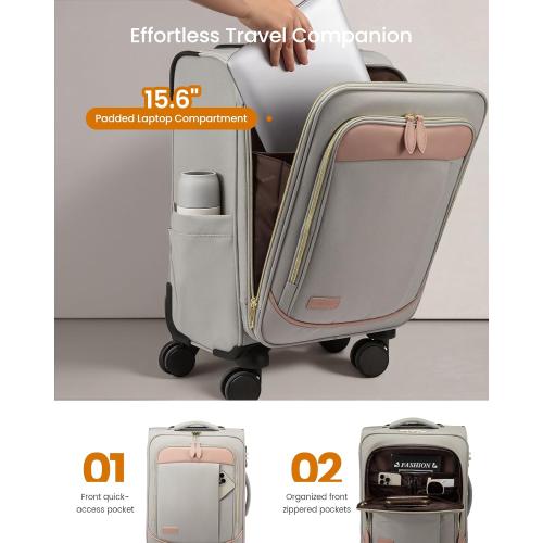 LOVEVOOK 4 Pcs Carry On Luggage 22x14x9 Airline Approved 20 Inch Underseat Carry on Suitcase for Women Men Softside Travel Luggage with Spinner Wheels and TSA Lock