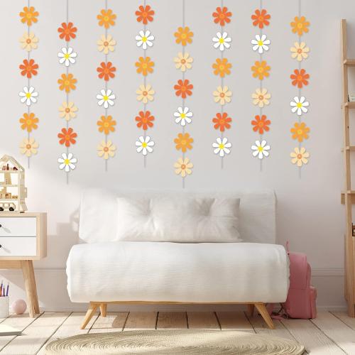 Summer Daisy Groovy Boho Party Banners Daisy Garland Kit Daisy Hanging Swirl Party Supplies Decorations Daisy Paper Cutouts for One Two Birthday Baby Shower Classroom Favor Supplies Decor