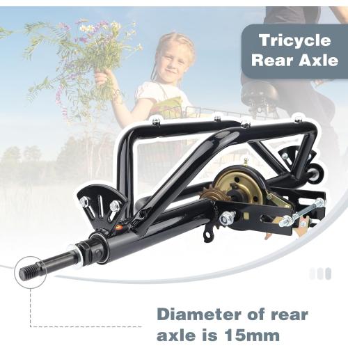 WEEROCK 20 24 26 Tricycle Rear Axle Tricycle Conversion Kit Single Speed/ 7 Speeds for 20 24 26 Inch Adult Tricycle, Trike, 3 Wheel Bikes，Black