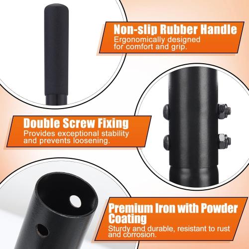 Heavy-Duty Steel Tamper, 8x8 Inch Laborsaving Ergonomic Hand Soil Tamper, Garden Landscaping Tool for Ground & Gravel Leveling Dirt Compactor, 48 Inches Total