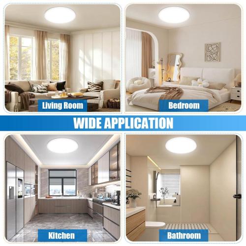 White Allsmartlife LED Flush Mount Ceiling Light 3Pack, 18 inch Thin Round Flat Panel Light 36W 4650lm, 3000K/4000K/6500K Dimmable, White Light Fixtures Ceiling Mount for Kitchen, Bedroom