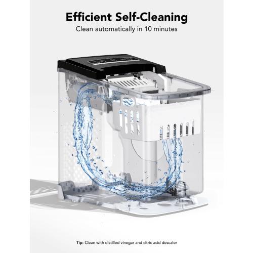 GoveeLife Smart Countertop Ice Makers, Portable Ice Maker Machine with Self-Cleaning, 6 Mins 9 Bullet Ice, 26lbs/24Hrs, Voice Remote for Home Kitchen Party Camping, with Ice Scoop Stainless Silver