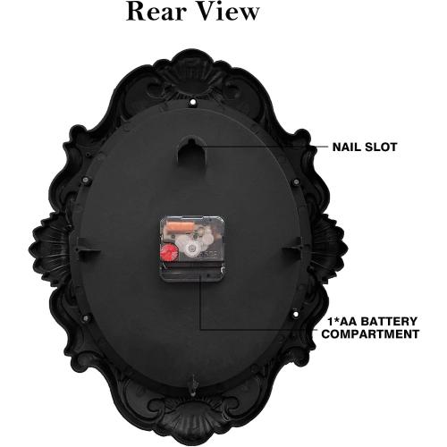 AYRELY® 14 Inch Oval Rustic Wall Clock, Wall Clocks Battery Operated, Country Style Silent Non Ticking Clock, Decorative for Kitchen, Home, Living Room, Farmhouse, Bedrooms
