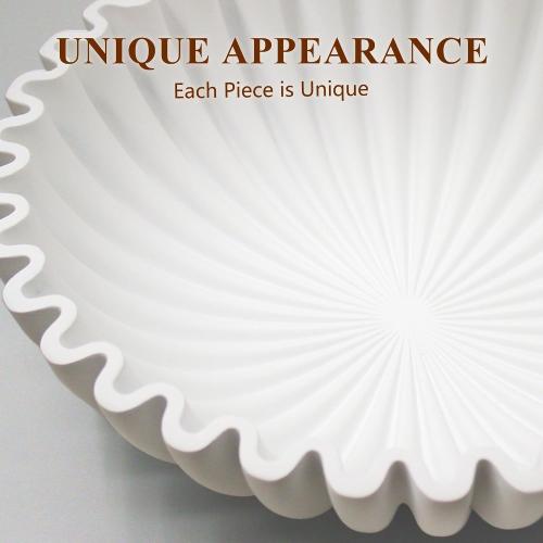 YMXYJM Large Decorative Bowl, Modern Handicraft Bowls for Home Decor, Decorative Fruit Bowl for Kitchen Counter, Ruffle Bowl Decor, Stylish Key Bowl for Entry Table, White