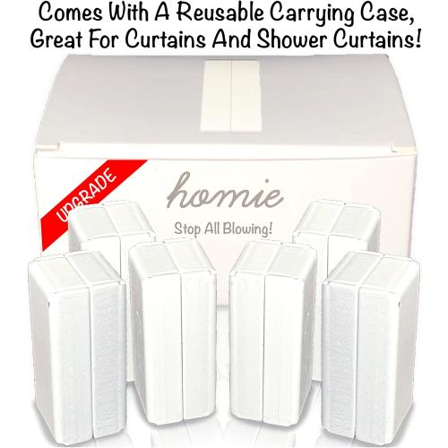 Magnetic Curtain Weights 8 Pack of Waterproof Magnets   Carrying Case, Great Home Decor for Bathroom, Shower, Liner, Flags, and Sheer, Heavy Duty Works Outdoor to Stop Wind (8 Pack, White)