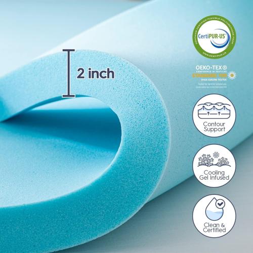Black Twin Size ELEMUSE Dual Layer 3 Inch Memory Foam Mattress Topper Twin, 2 Inch Cooling Gel Memory Foam Plus 1 Inch Down Alternative Pillowtop Mattress Pad with Cooling Cover, Soft Comfort Support, Black