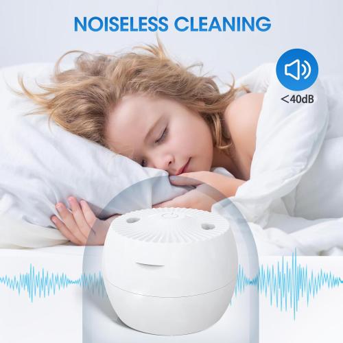 Ultrasonic Retainer Cleaner Machine, Cleaning Pod for Jewelry Cleaner, Dentures, Mouth Guards, Rings, Earrings, Glasses- 200ML 45kHz One-Touch 5-Minute Deep Clean (White)