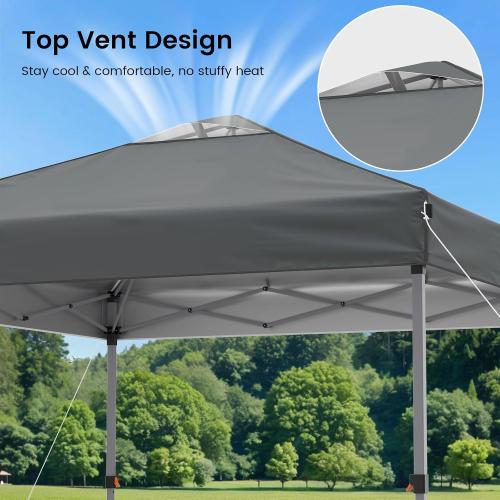 Raynesys Pop Up Canopy Tent with Sidewalls, 10x10ft 10 Person Party Tent One Push Setup, Portable Gazebo Outdoor Sun Shade for Events, Parties, Camping, Commercial, Silver Coated Top, Gray