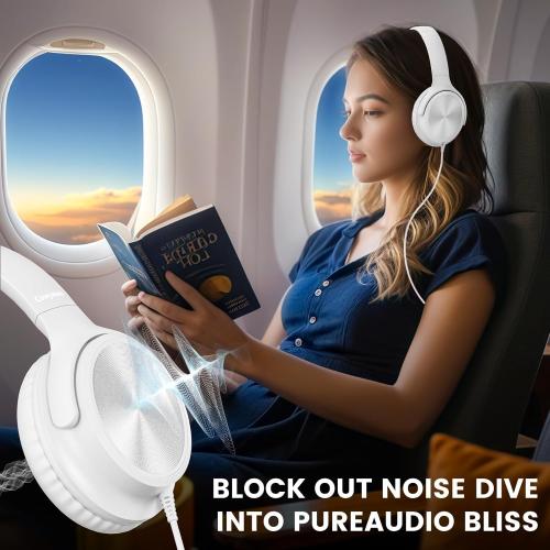 USB C Headphones Wired, Over Ear USB C Wired Headphones with Microphone, Volume Control, HD Stereo Sound, Foldable USB Type C Headphone for Adult/Teens/Laptop/Computer/iPhone 15/16/17, White