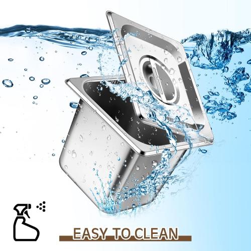 Baderke 4 Pack 1/6 Size Hotel Steam Table Pans with Lids, 6 Inch Deep 0.7 mm Thick 304 Stainless Steel Hotel Pans for Food Warmer, Cooking, Catering, Buffet and Commercial Kitchen Use