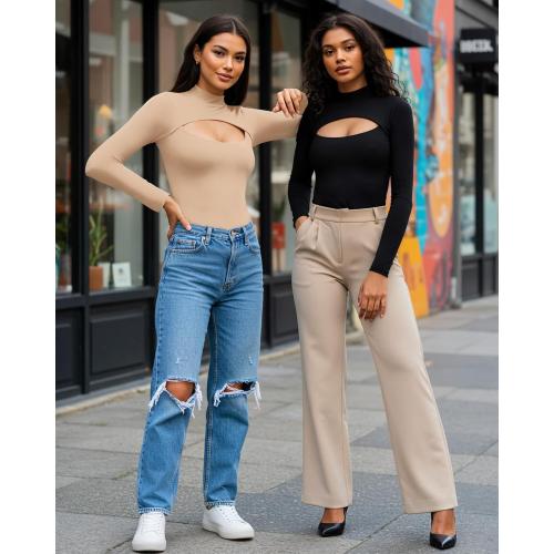 Size Medium Active Uso Short Long Sleeve Shirts for Women Basic Mock Turtle Neck Cut Out Tops Going Out T-Shirt Tee