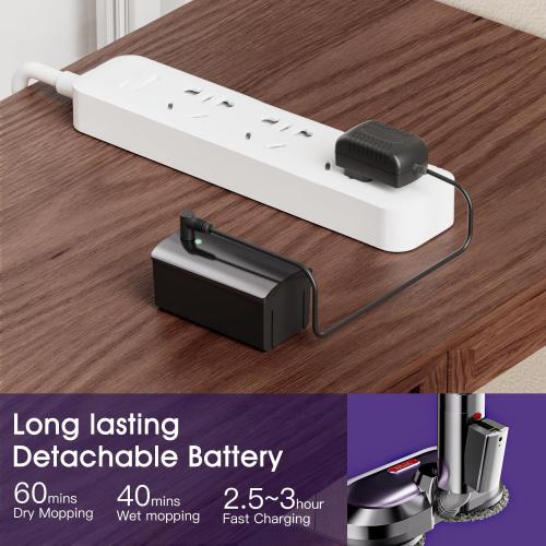 VMAI Electric Mop with Detachable Battery & 300ml Water Tank | Spin Mop with LED Headlight and Sprayer, for Hardwood, Tile, Laminate Floor, <50dB Working Noise